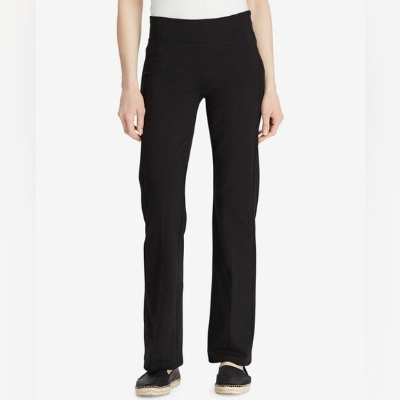 Lauren Ralph Lauren Black Performance Athletic Pants Elastic Waist Large - Picture 1 of 7